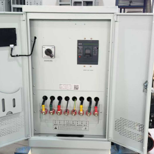 100KVA three phase industrial voltage stabilizer with built-in isolation transformer and heavy duty copper busbar terminal connection supporting 110V 120V 208V 220V 230V 240V 380V 400V 415V 440V 480V AC power systems manufactured by Voltnex Power China industrial power equipment manufacturer