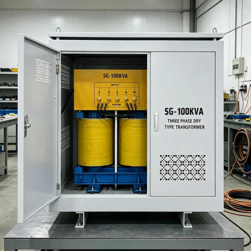 100kVA Three Phase Dry Type Isolation Transformer Custom Input Output Voltage Converter Internal Wiring Electrical Transformer Design