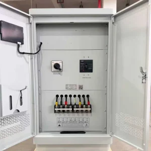 120KVA three phase industrial voltage stabilizer with built-in isolation transformer featuring heavy duty copper busbar terminal connection for 110V 120V 208V 220V 230V 240V 380V 400V 415V 440V 480V AC industrial power systems manufactured by Voltnex Power