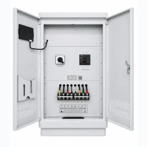 120KVA three phase automatic AC voltage stabilizer with isolation transformer internal wiring terminal block detail showing electrical connection structure for 110V 120V 208V 220V 230V 240V 380V 400V 415V 440V 480V industrial power systems by Voltnex Power
