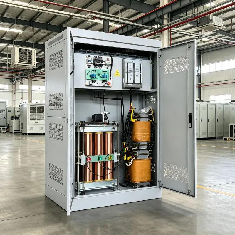 150KVA three phase heavy duty line voltage regulator with built-in isolation transformer for 110V 208V 220V 380V 400V 415V 440V 480V laser cutting machine power supply and industrial equipment protection by Voltnex Power