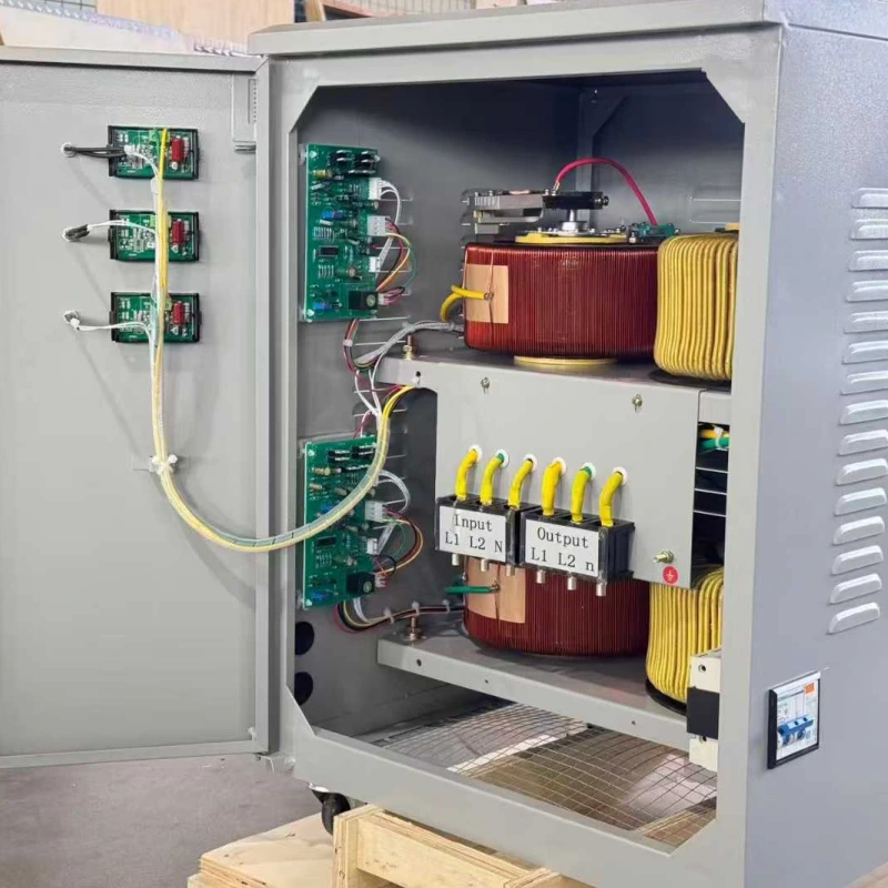 20KVA industrial three phase voltage stabilizer automatic AC voltage regulator AVR servo control type for factory power supply manufactured by Voltnex Power China manufacturer with wholesale export service