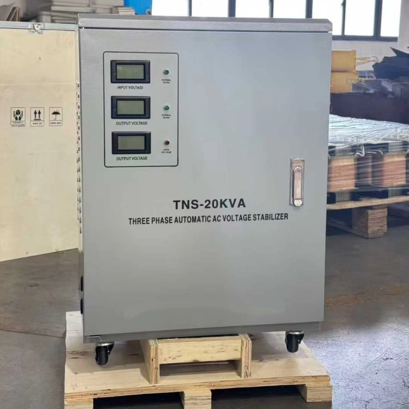 20KVA three phase TNS series high precision automatic AC voltage stabilizer AVR power conditioner for industrial automation equipment manufactured by Voltnex Power China factory direct supplier