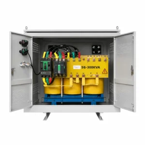300kVA Three Phase Dry Type Transformer Internal Copper Coil Winding Circuit Breaker Wiring System Industrial Power Transformer Custom OEM Factory Supplier for North America South America Australia Chile Peru Voltnex Power