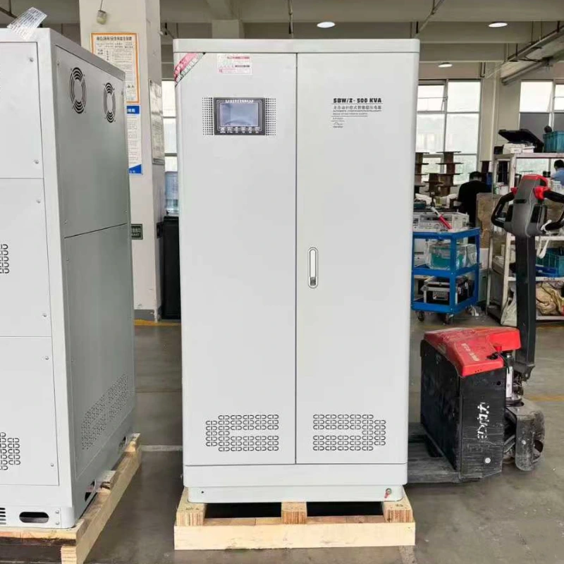 500KVA high capacity three phase automatic AC voltage regulator AVR with built-in isolation transformer supporting 110V 208V 220V 380V 400V 415V 440V 480V AC for heavy machinery power supply and industrial voltage stabilization solution by Voltnex Power
