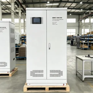 500KVA three phase automatic AC voltage regulator with integrated isolation transformer supporting 110V 208V 220V 380V 400V 415V 440V 480V AC for heavy industry power conditioning and industrial voltage regulation solutions by Voltnex Power