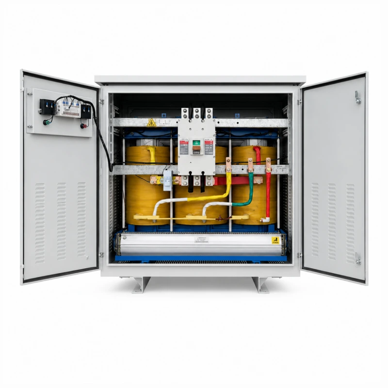 500kVA Industrial Isolation Transformer Internal Structure with Pure Copper Winding and Copper Busbar for CNC Machine Data Center Factory Power Supply by Voltnex Power Manufacturer