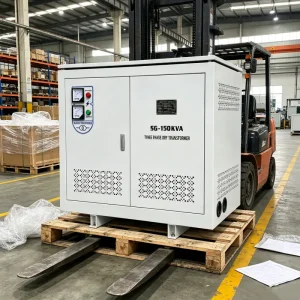 Ready to Ship 150kVA Three Phase Isolation Transformer Dry Type Industrial Transformer on Pallet with Packing List Forklift Loading and Global Fast Shipping Service Voltnex Power