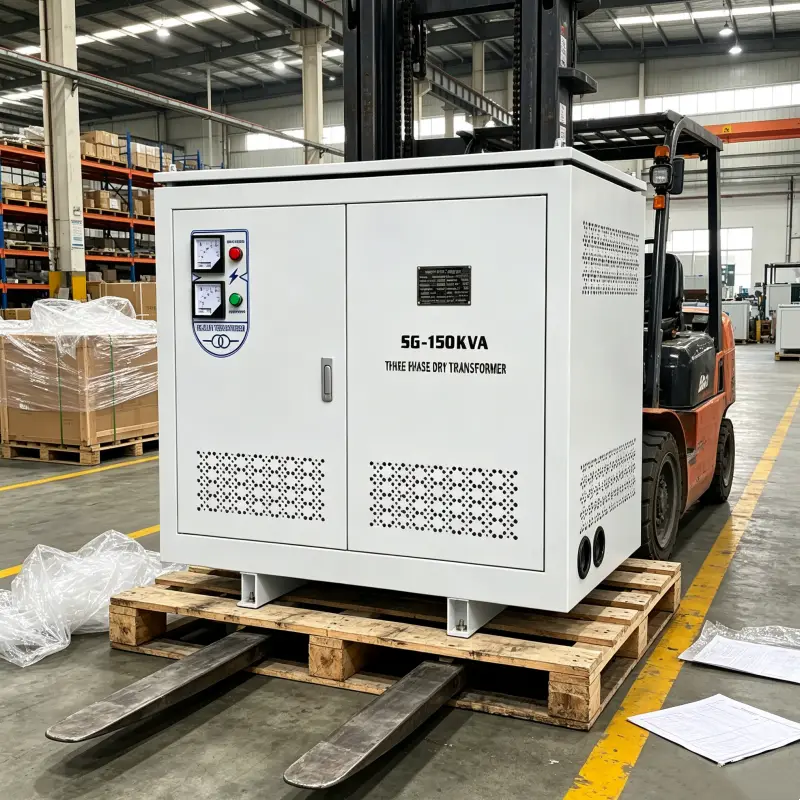 Ready to Ship 150kVA Three Phase Isolation Transformer Dry Type Industrial Transformer on Pallet with Packing List Forklift Loading and Global Fast Shipping Service Voltnex Power