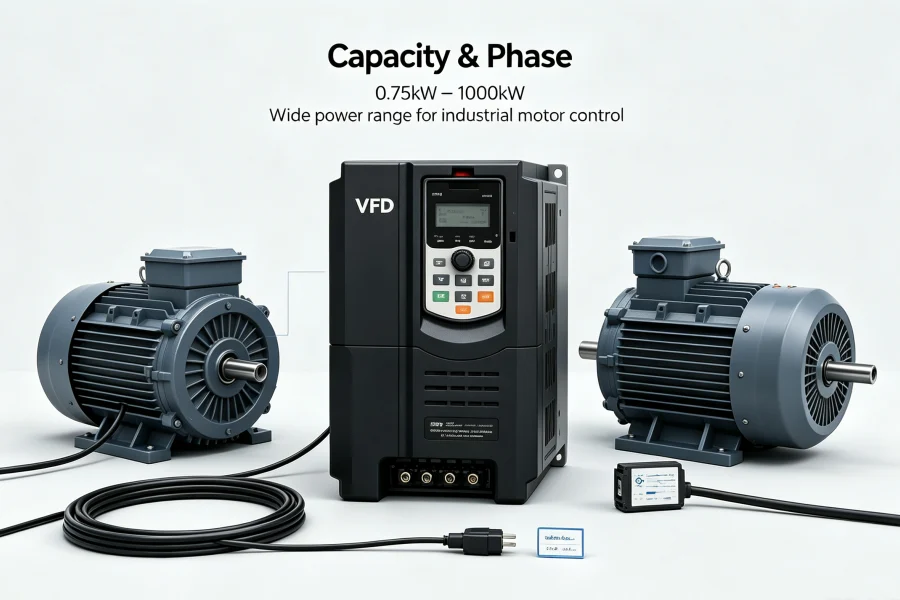 0.75kW-1000kW 3 Phase and Single Phase Variable Frequency Drive VFD for Industrial Motor Loads, AC Motor Speed Control and Automation | VoltNex Power