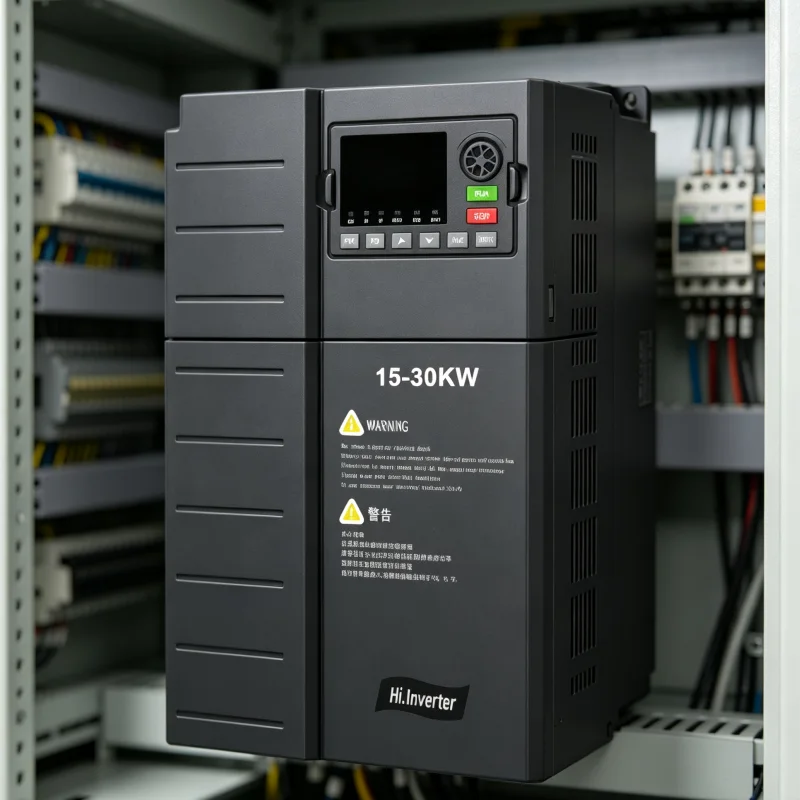 15-22kW 20HP-30HP Three Phase VFD Variable Frequency Drive AC Frequency Inverter Installed in Industrial Power Supply Switchgear Cabinet Supporting 208V 220V 380V 400V 415V 440V 480V Motor Control Applications Voltnex Power China Manufacturer