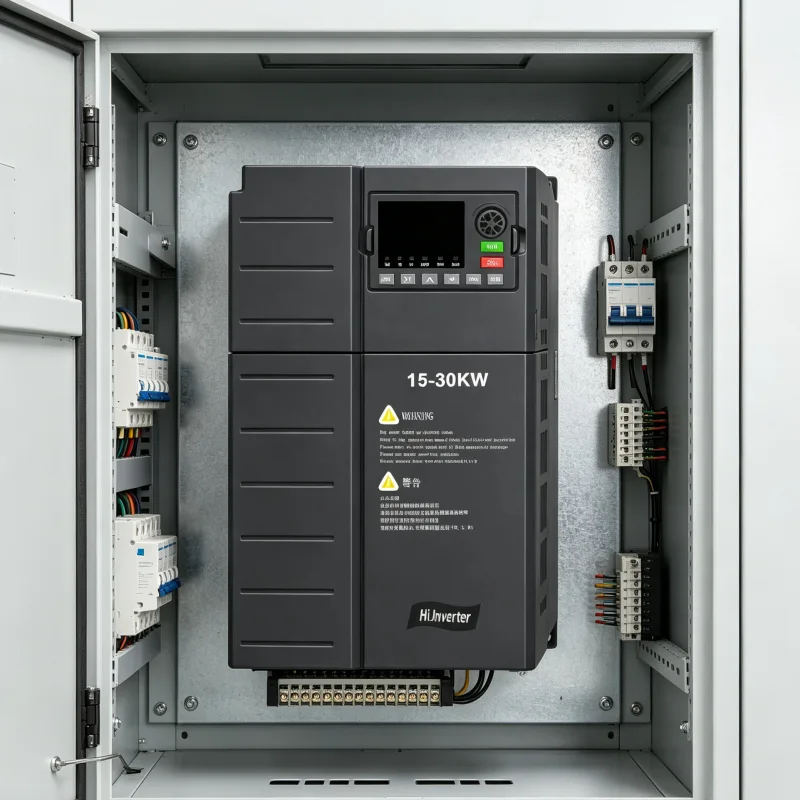15-22kW 20HP-30HP Three Phase Automatic AC Motor Speed Controller VFD Inverter Integrated into Industrial Control Panel Supporting 208V 220V 380V 400V 415V 440V 480V Motor Control Solutions Voltnex Power