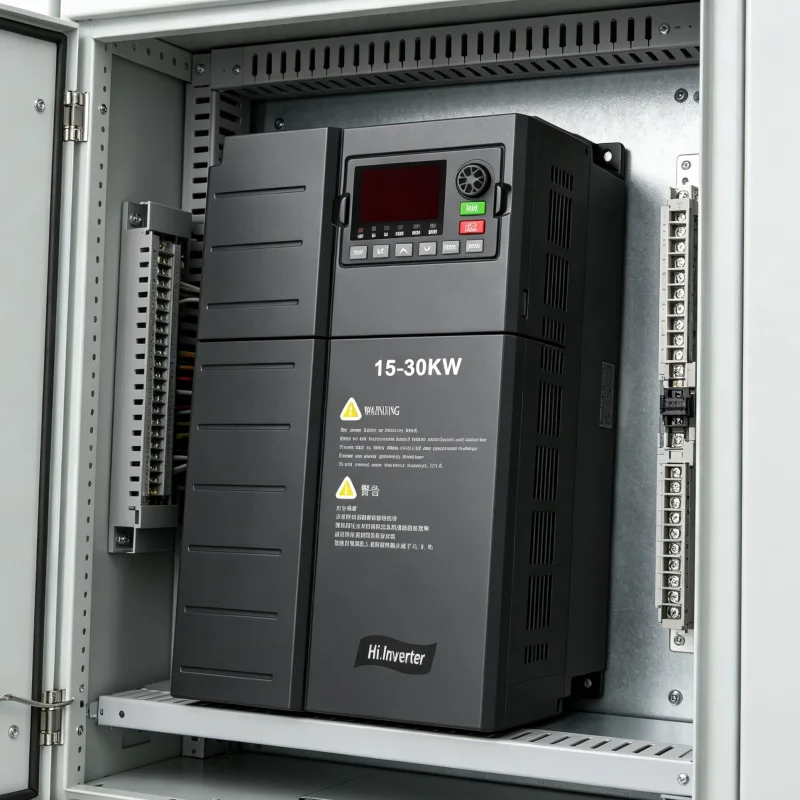 15-22kW 20HP-30HP Three Phase VFD Variable Frequency Drive Installed in Electrical Control Cabinet Mounting System Supporting 208V 220V 380V 400V 415V 440V 480V AC Motor Drive Applications Voltnex Power