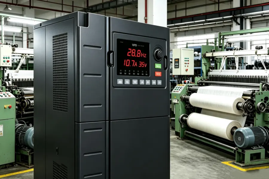 30kW 40HP 3 Phase Stable Variable Frequency Drive VFD at 28.8Hz for High-Speed Spinning, Weaving and Large Textile Processing Machinery | VoltNex Power