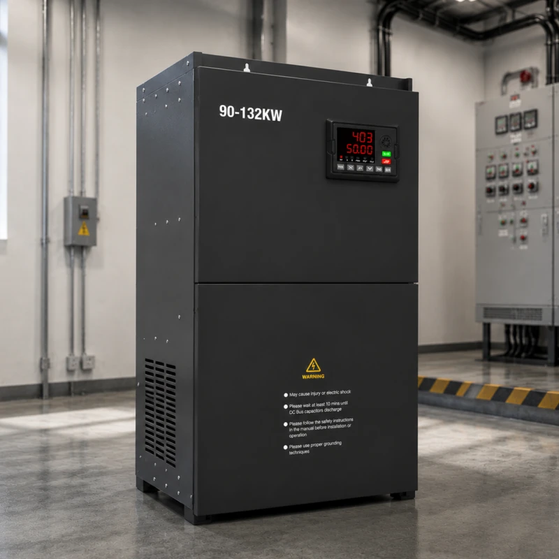 90kW 110kW 132kW (120HP 150HP 175HP) Three Phase Industrial VFD Variable Frequency Drive Control Cabinet Mounting Solution for Heavy Duty Switchgear Integration Supporting 208V 220V 380V 400V 415V 440V 480V Voltnex Power