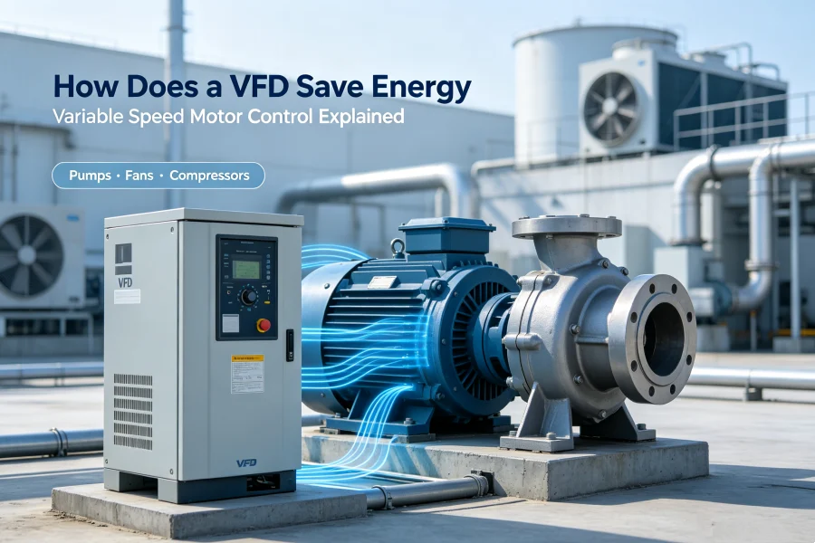 How Does a VFD Save Energy? Industrial Variable Frequency Drive System with Pump, Fan and AC Motor for Energy Optimization, 0.75kW to 1000kW Applications, China Factory Manufacturer