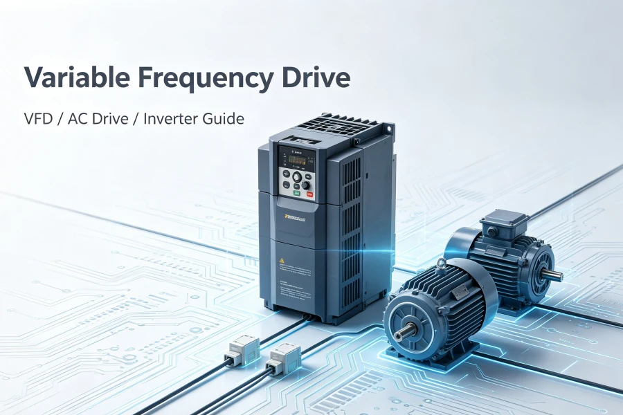 Industrial Variable Frequency Drive VFD and AC Induction Motor for Variable Speed and Torque Control in Heavy Industry Applications