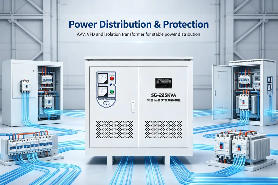 Voltnex Power Power Distribution and Electrical Protection Solutions with AVR VFD and Dry Type Isolation Transformer 1kVA-3500kVA 0.75kW-1000kW China Manufacturer Factory