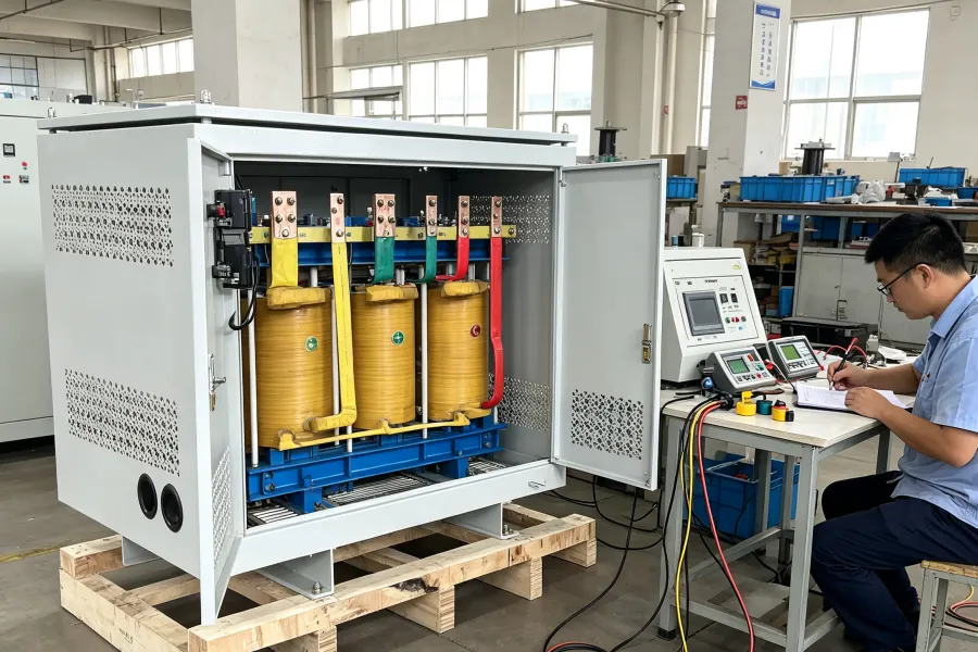 Voltnex Power Precision Core Assembly and Internal Wiring Inspection of Three Phase Dry Type Isolation Transformers 1kVA-3500kVA, Quality Control and Electrical Safety Testing for Industrial Power Systems