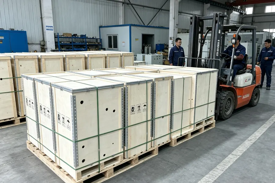 Voltnex Power Professional Export Wooden Case Packaging and Logistics Preparation for Three Phase Dry Type Isolation Transformers 1kVA-3500kVA, Secure Industrial Transformer Shipping and Global Delivery