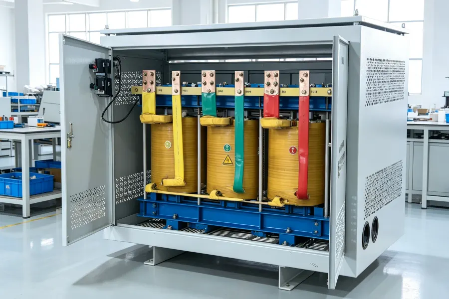 Voltnex Power Rigorous Quality Testing and Component Inspection of Three Phase Dry Type Isolation Transformers 1kVA-3500kVA in Factory Workshop, Electrical Performance Verification and Industrial Transformer Quality Control