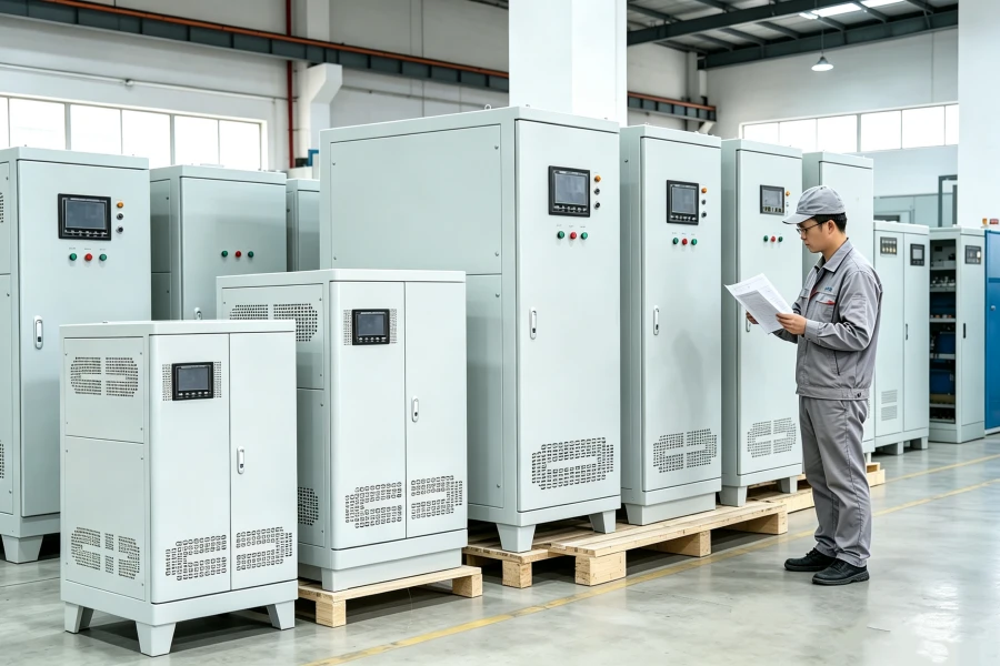 Voltnex Power custom industrial AVR cabinet with IP20, IP23 and IP54 enclosure options, natural air and forced air cooling for 1kVA–3500kVA Automatic Voltage Regulators and AC voltage stabilizers