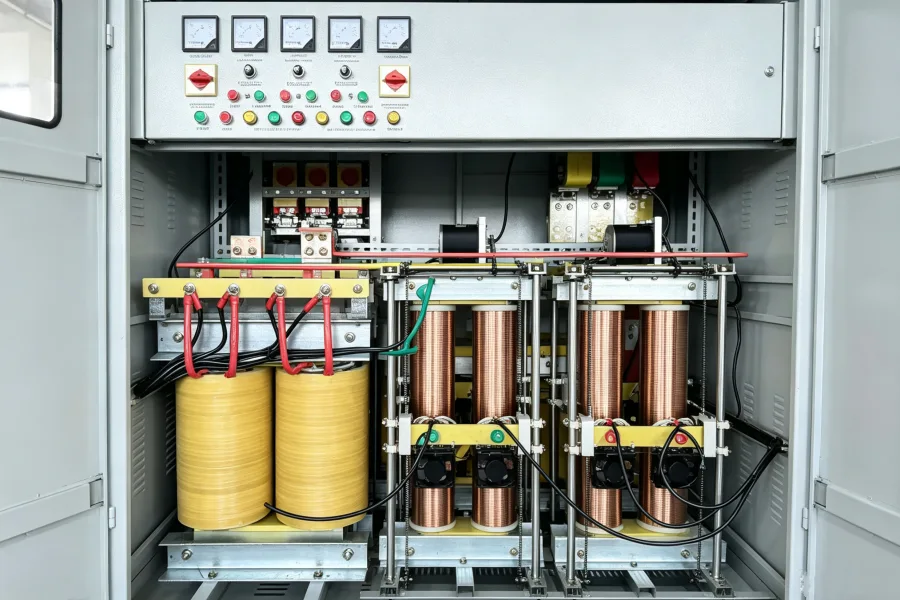 Voltnex Power industrial Automatic Voltage Regulator AVR with overvoltage, undervoltage, overload, short-circuit and phase-failure protection, automatic bypass and voltage stabilization system
