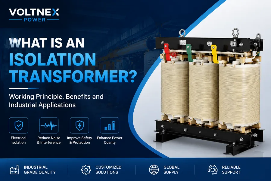 What Is an Isolation Transformer Working Principle Diagram Showing Electromagnetic Induction, Galvanic Isolation, Electrical Safety Benefits and Industrial Applications | Voltnex Power