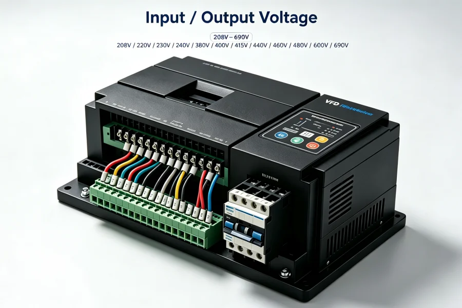 Wide Voltage Range VFD Variable Frequency Drive 208V to 690V Global Voltage Options for European and American Market Projects | Industrial AC Drive | VoltNex Power