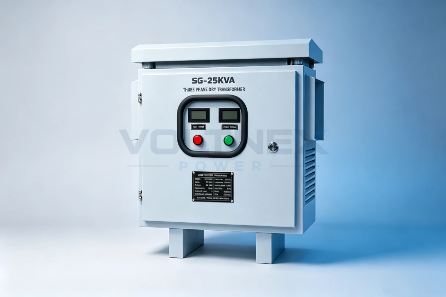 25kVA three phase dry type step down isolation transformer for industrial machinery, CNC equipment, automation systems and custom voltage conversion, manufactured by Voltnex Power