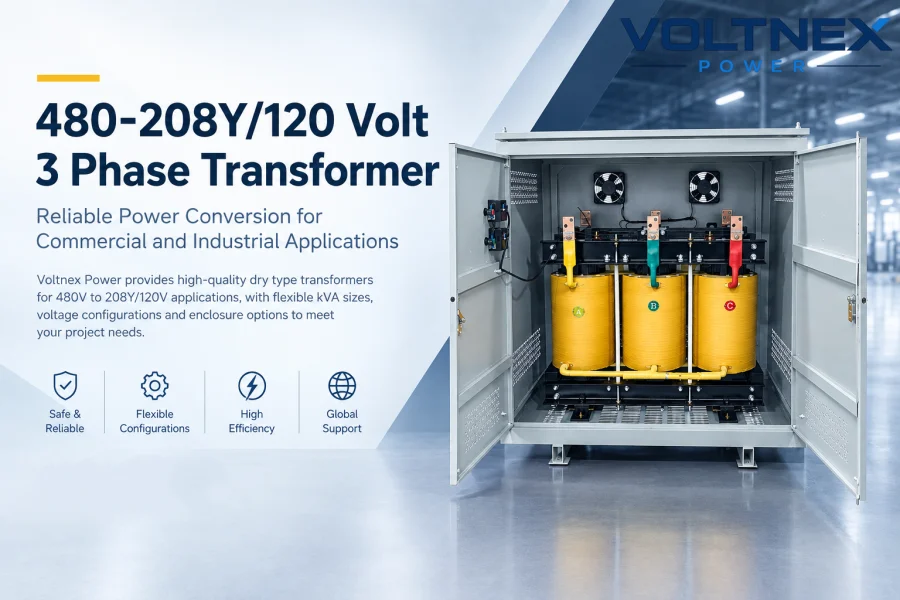 480V to 208Y/120V Three Phase Transformer for Commercial and Industrial Power Distribution