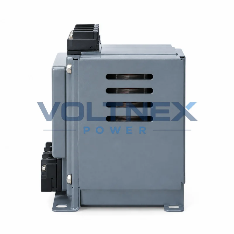 BK Series Enclosed Dry Type Control Transformer Side View with Ventilation and Custom Mounting