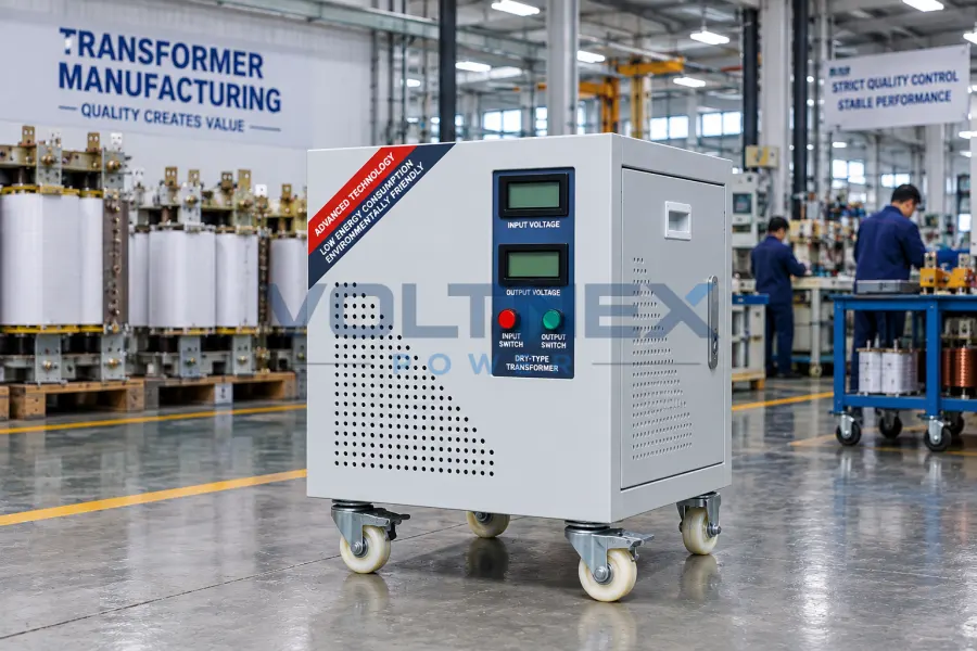 DG Series single phase dry type isolation transformer manufactured in Voltnex Power factory for industrial equipment, control systems, automation and custom electrical power solutions