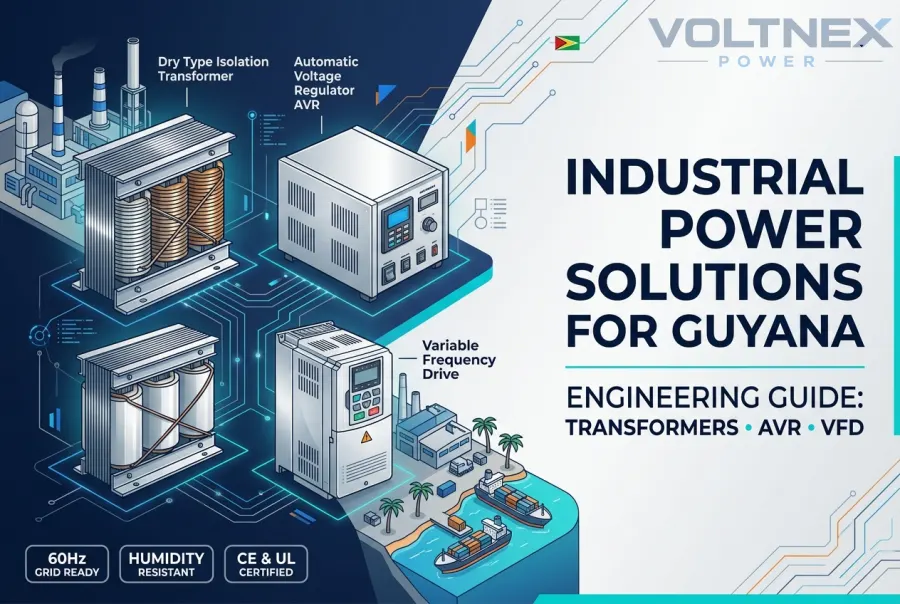 Industrial Power Solutions for Guyana with Dry Type Isolation Transformers, Automatic Voltage Regulators AVR and Variable Frequency Drives VFD for Engineering Applications