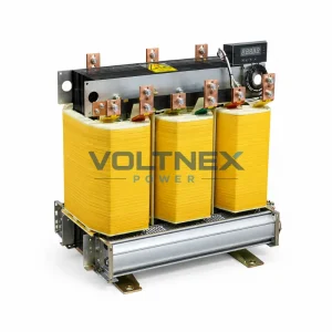 Industrial ZSG three phase dry type rectifier transformer manufactured in a factory environment for electroplating, electrolysis, battery charging, DC drives, excitation systems and industrial DC power applications, featuring copper windings, dry type construction and a robust transformer frame for reliable AC power supply to rectifier equipment