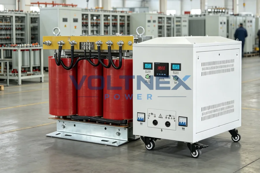 Custom 3 Phase to Single Phase Step-Down Dry-Type Transformer in Bare Core and Enclosed Cabinet Designs for Industrial Voltage Conversion