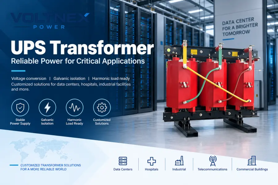 UPS Transformer for Data Centers and Critical Power Systems with Voltage Conversion, Galvanic Isolation and Harmonic Load Capability | Voltnex Power