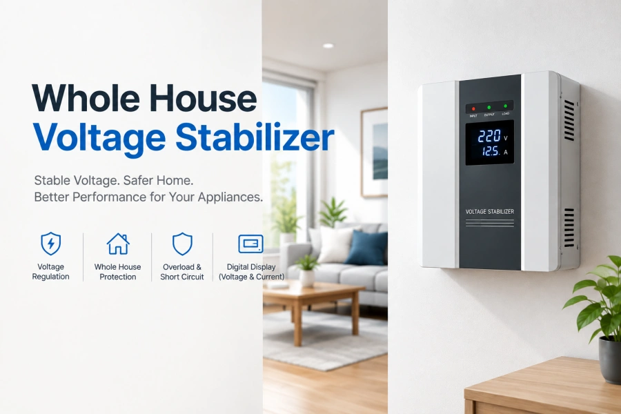 Whole House Voltage Stabilizer for Home Voltage Regulation and Appliance Protection with Automatic AC Voltage Stabilization