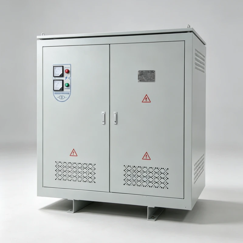 Enclosed Dry Type Isolation Transformer Cabinet Front View for Indoor Industrial Electrical Installation and Safety