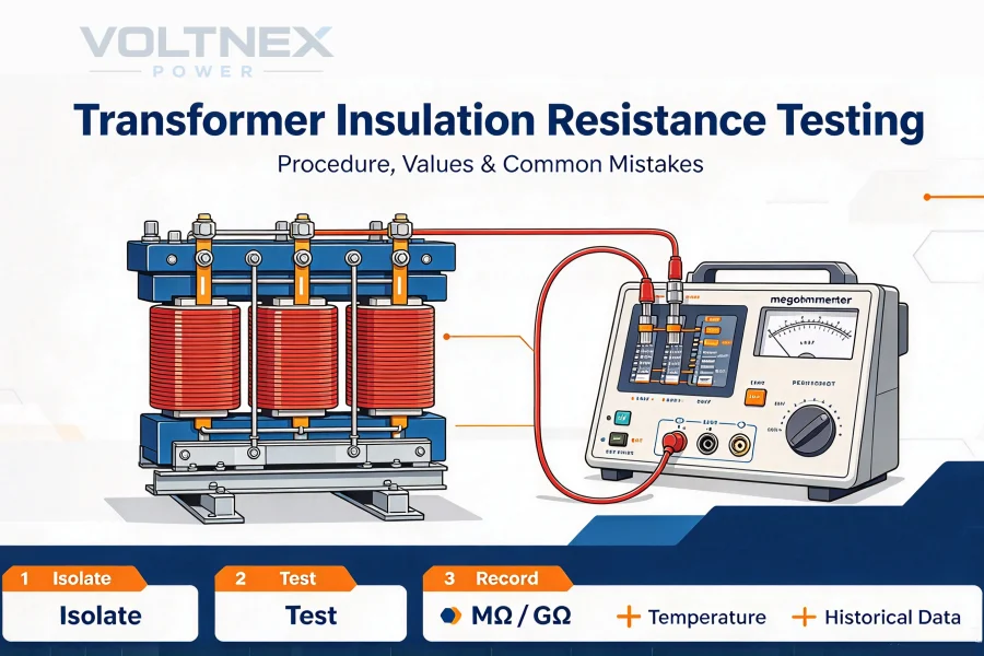 Dry Type Transformer Insulation Resistance Testing with a Megohmmeter for Electrical Safety and Maintenance